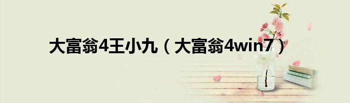 大富翁4王小九（大富翁4win7）