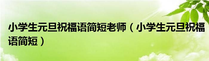 小学生元旦祝福语简短老师（小学生元旦祝福语简短）