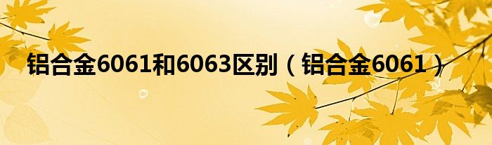 铝合金6061和6063区别（铝合金6061）