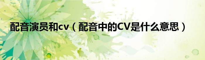 配音演员和cv（配音中的CV是什么意思）