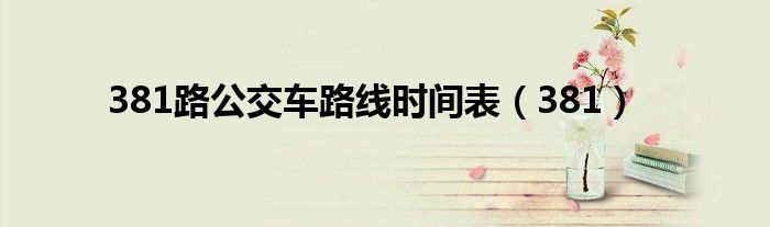 381路公交车路线时间表（381）