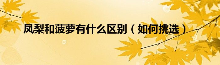 凤梨和菠萝有什么区别（如何挑选）