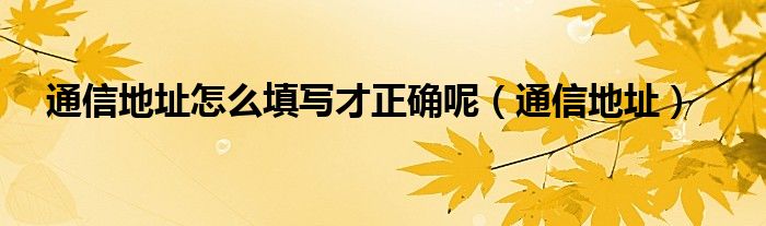 通信地址怎么填写才正确呢（通信地址）