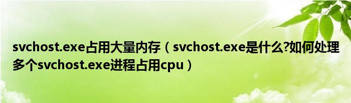 svchost.exe占用大量内存（svchost.exe是什么?如何处理多个svchost.exe进程占用cpu）