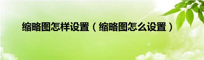 缩略图怎样设置（缩略图怎么设置）