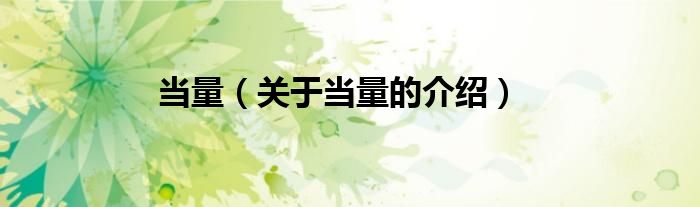 当量（关于当量的介绍）